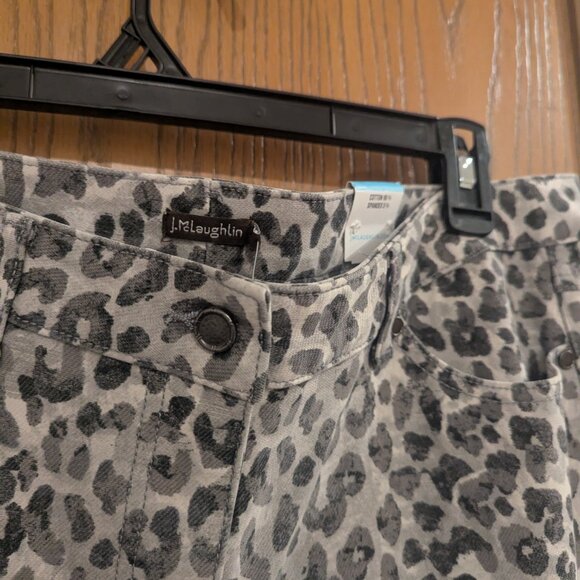 NWT J. McLaughlin Lexi Jean Light Gray/Charcoal Petit Watercolor Cheetah Size 14 - Picture 2 of 6